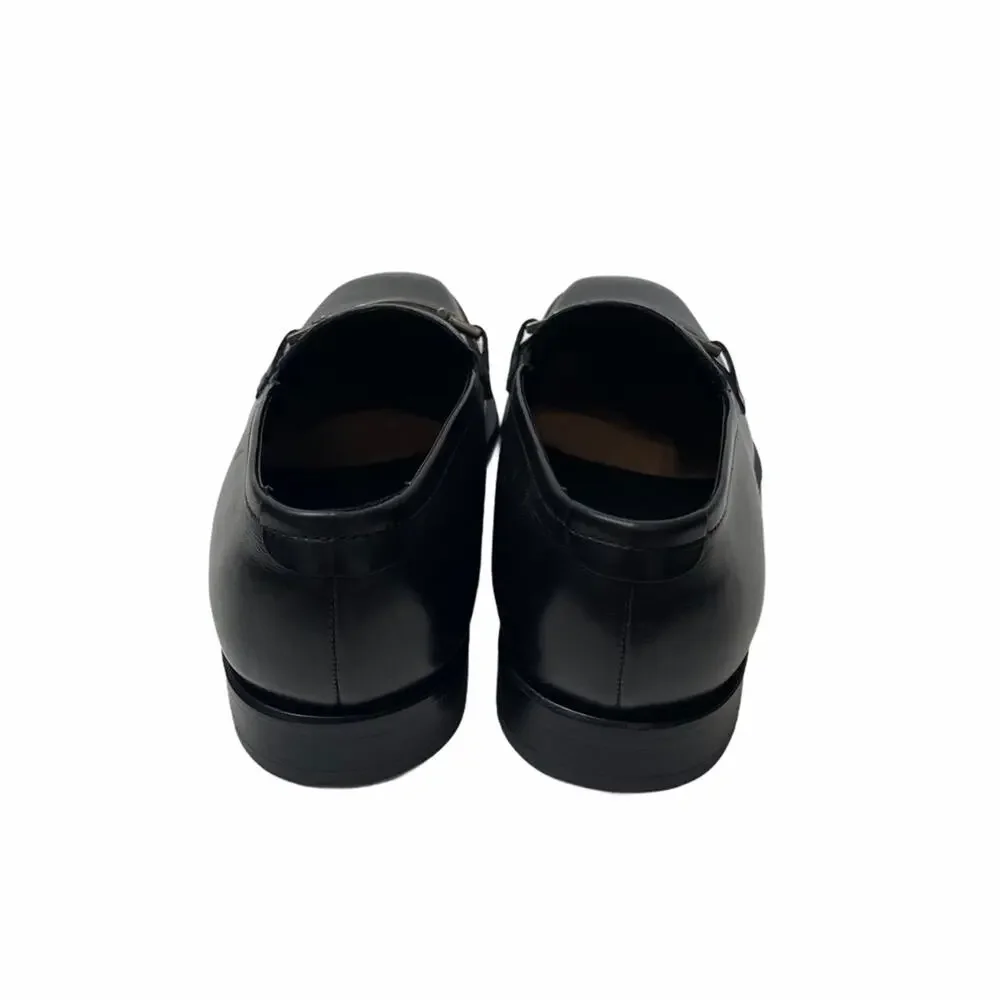 Hugo Boss Leather Loafers with Buckle Detail Black 6.5 Men's